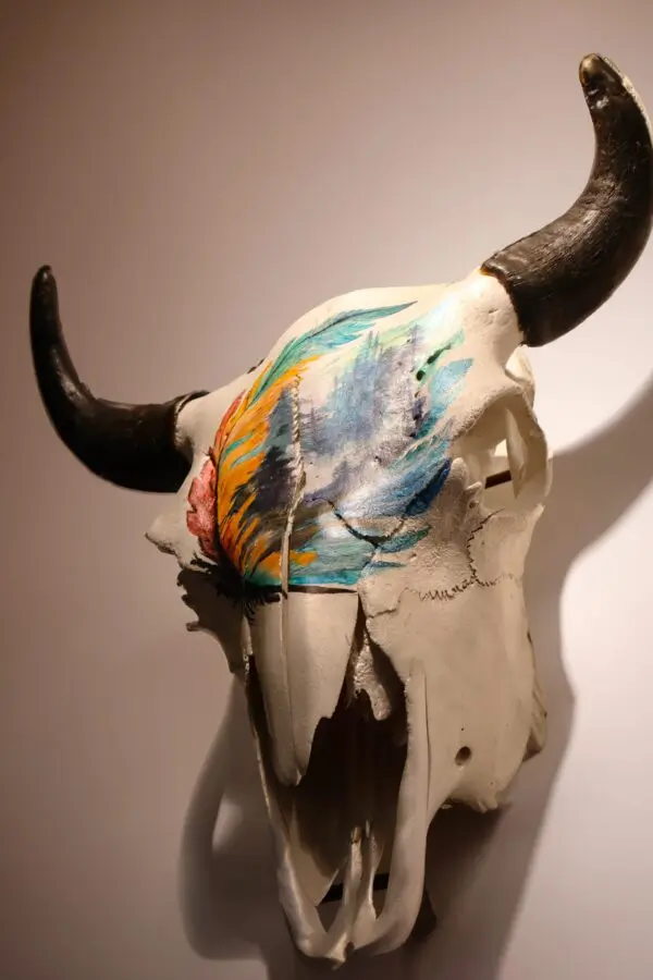 Hand painted buffalo skull deals