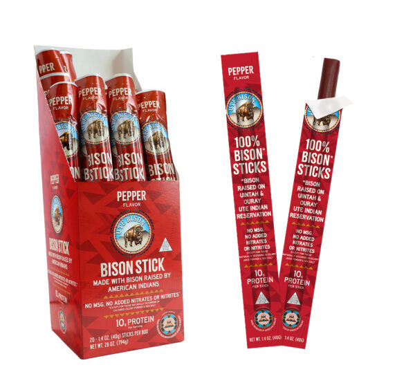 Pepper bison jerky 20-pack box with two sticks